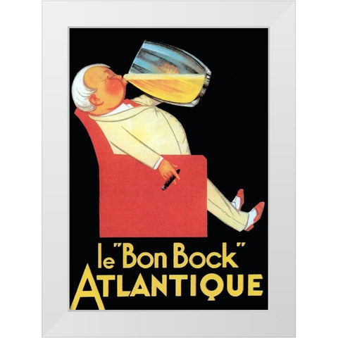 Le Bon Bock Atlantique White Modern Wood Framed Art Print by Vintage Apple Collection