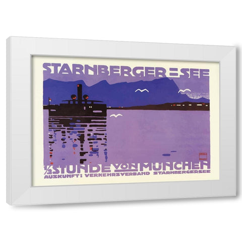Starnberger See White Modern Wood Framed Art Print by Vintage Apple Collection