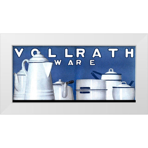 vintage cookware White Modern Wood Framed Art Print by Vintage Apple Collection
