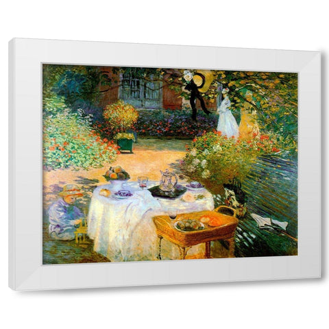 Monet-A Luncheon White Modern Wood Framed Art Print by Vintage Apple Collection