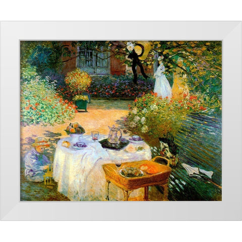 Monet-A Luncheon White Modern Wood Framed Art Print by Vintage Apple Collection