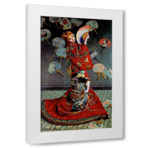 Monet-Japanese Dress White Modern Wood Framed Art Print by Vintage Apple Collection