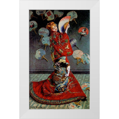 Monet-Japanese Dress White Modern Wood Framed Art Print by Vintage Apple Collection