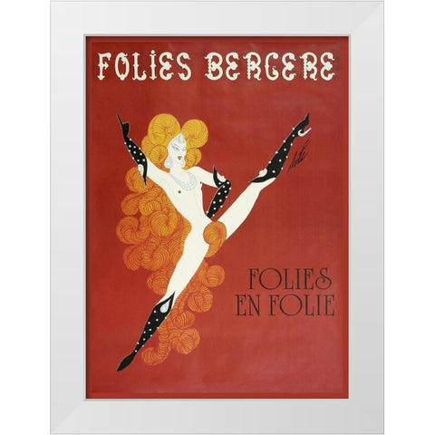 Folies Bergere Risque White Modern Wood Framed Art Print by Vintage Apple Collection