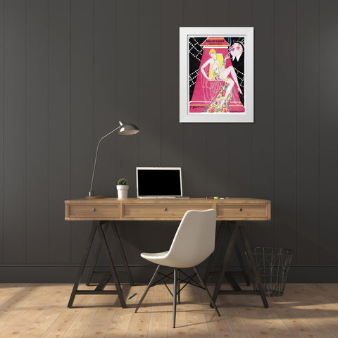 Moulin Rouge Music Hall White Modern Wood Framed Art Print by Vintage Apple Collection