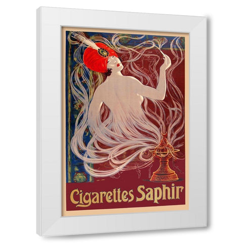 Cigarettes Saphir White Modern Wood Framed Art Print by Vintage Apple Collection