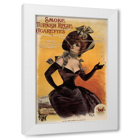 Turkish Regie Cigs France1898 White Modern Wood Framed Art Print by Vintage Apple Collection