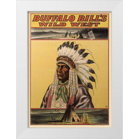 Buffalo Bills Wild West V White Modern Wood Framed Art Print by Vintage Apple Collection