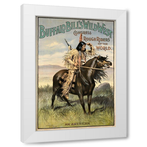 Buffalo Bills Wild West VI White Modern Wood Framed Art Print by Vintage Apple Collection