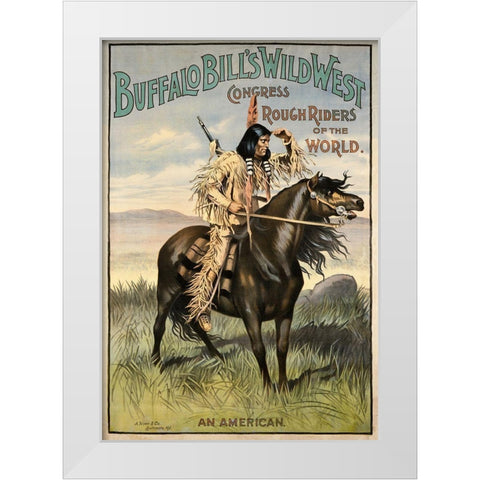 Buffalo Bills Wild West VI White Modern Wood Framed Art Print by Vintage Apple Collection