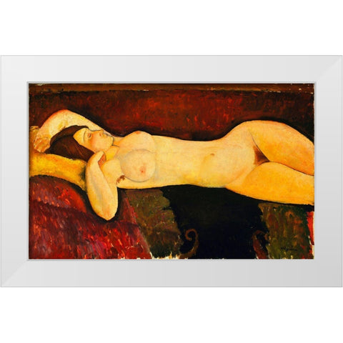 Amedeo Modigliani - Reclining Nude Arch White Modern Wood Framed Art Print by Vintage Apple Collection