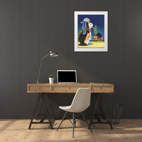 Art Nouveau Veil White Modern Wood Framed Art Print by Vintage Apple Collection