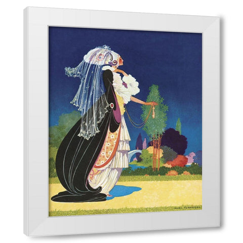 Art Nouveau Veil White Modern Wood Framed Art Print by Vintage Apple Collection