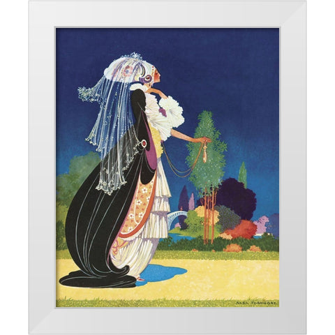 Art Nouveau Veil White Modern Wood Framed Art Print by Vintage Apple Collection