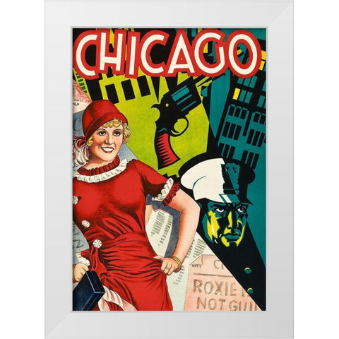 Chicago Red Dress White Modern Wood Framed Art Print by Vintage Apple Collection