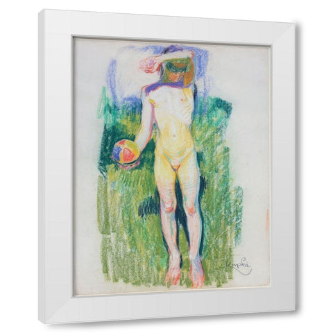 Frantisek Kupka - Girl with a Ball White Modern Wood Framed Art Print by Vintage Apple Collection