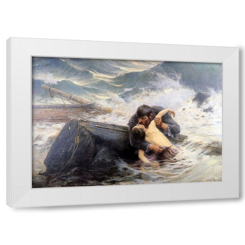 Guillou - Farewell Sun White Modern Wood Framed Art Print by Vintage Apple Collection
