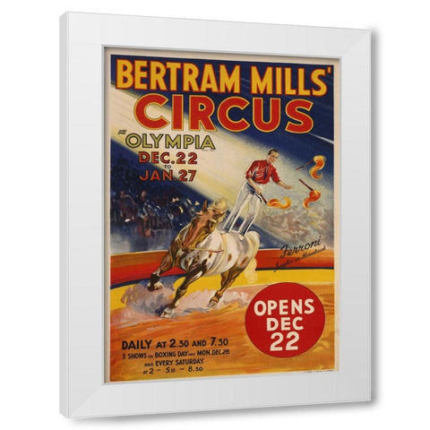 Bertram Mills Circus White Modern Wood Framed Art Print by Vintage Apple Collection