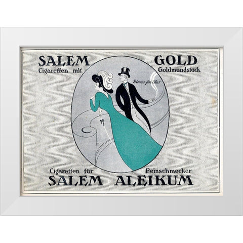 Gold Cigaretten White Modern Wood Framed Art Print by Vintage Apple Collection