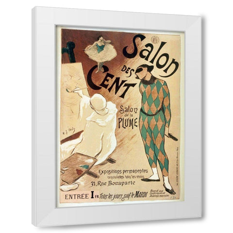 Salon Des Cent Harlequin White Modern Wood Framed Art Print by Vintage Apple Collection