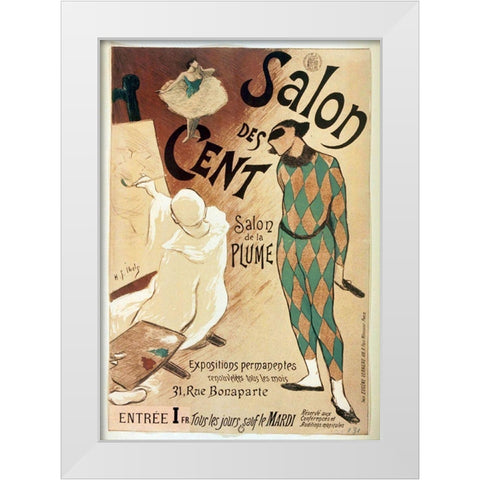 Salon Des Cent Harlequin White Modern Wood Framed Art Print by Vintage Apple Collection