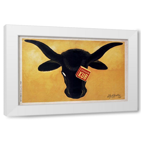 Steer Capp White Modern Wood Framed Art Print by Vintage Apple Collection
