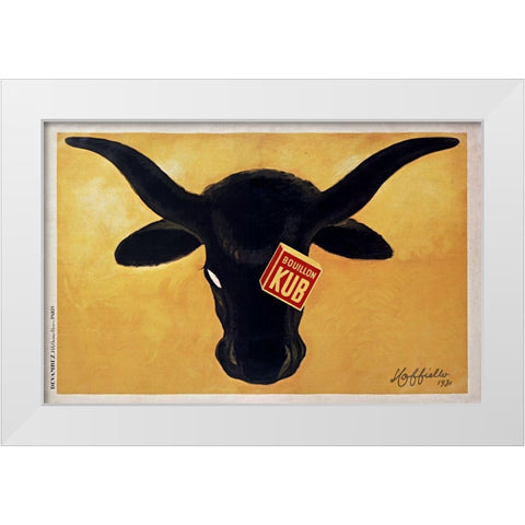 Steer Capp White Modern Wood Framed Art Print by Vintage Apple Collection
