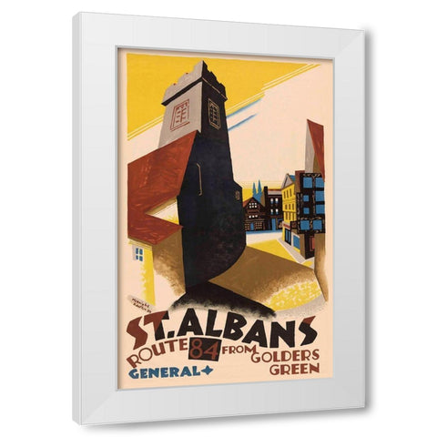 Saint Albans London White Modern Wood Framed Art Print by Vintage Apple Collection