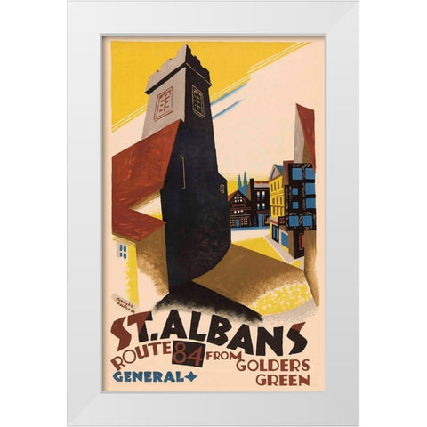 Saint Albans London White Modern Wood Framed Art Print by Vintage Apple Collection