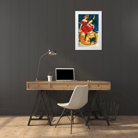 Halloween Red Dress Large.tif White Modern Wood Framed Art Print by Vintage Apple Collection