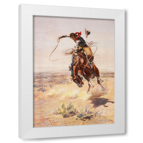 Charles Marion Russell - A Bad Hoss White Modern Wood Framed Art Print by Vintage Apple Collection