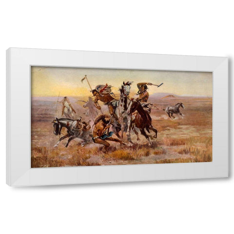 Charles Marion Russell - Souix Blackfeet White Modern Wood Framed Art Print by Vintage Apple Collection