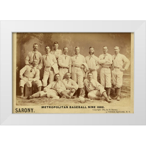 Metro Baseball White Modern Wood Framed Art Print by Vintage Apple Collection