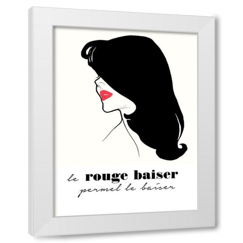 Rouge Baiser White Modern Wood Framed Art Print by Vintage Apple Collection