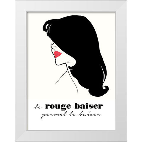 Rouge Baiser White Modern Wood Framed Art Print by Vintage Apple Collection