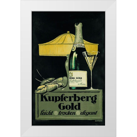 Champagne Lobster White Modern Wood Framed Art Print by Vintage Apple Collection