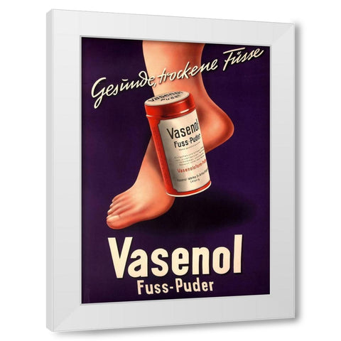 Foot Powder White Modern Wood Framed Art Print by Vintage Apple Collection