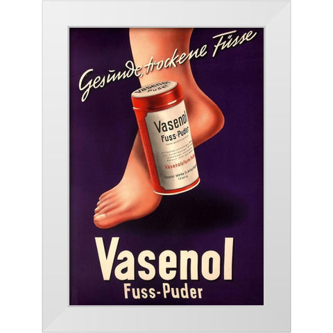 Foot Powder White Modern Wood Framed Art Print by Vintage Apple Collection
