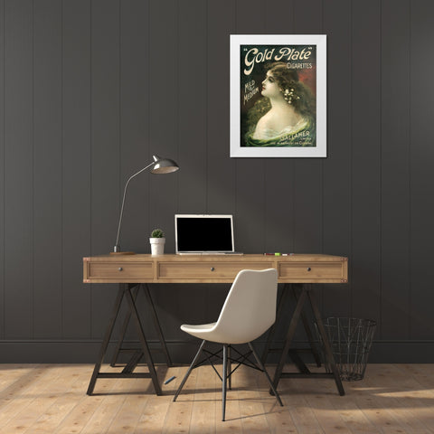 Gold Plate White Modern Wood Framed Art Print by Vintage Apple Collection