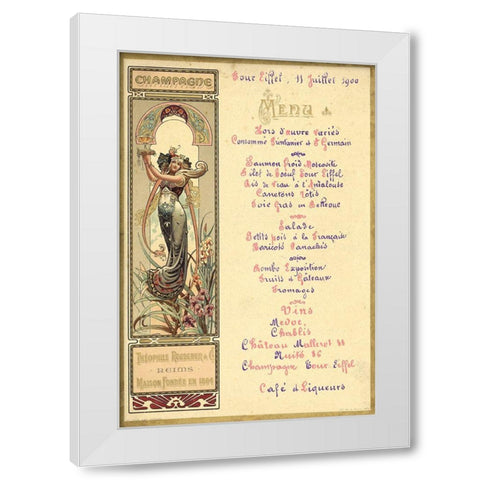 Paris Nouveau Menu White Modern Wood Framed Art Print by Vintage Apple Collection