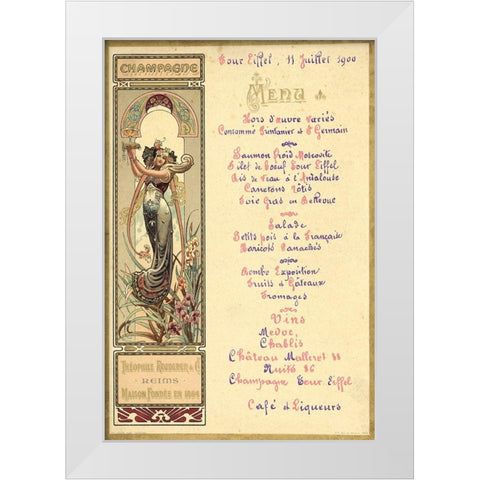 Paris Nouveau Menu White Modern Wood Framed Art Print by Vintage Apple Collection