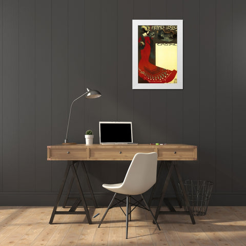 Art Nouveau Sign White Modern Wood Framed Art Print by Vintage Apple Collection