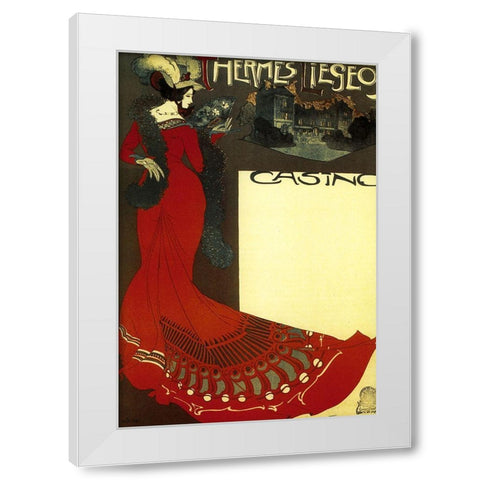 Art Nouveau Sign White Modern Wood Framed Art Print by Vintage Apple Collection