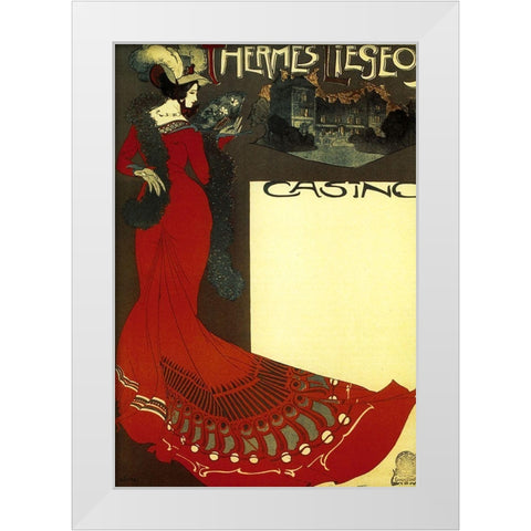 Art Nouveau Sign White Modern Wood Framed Art Print by Vintage Apple Collection
