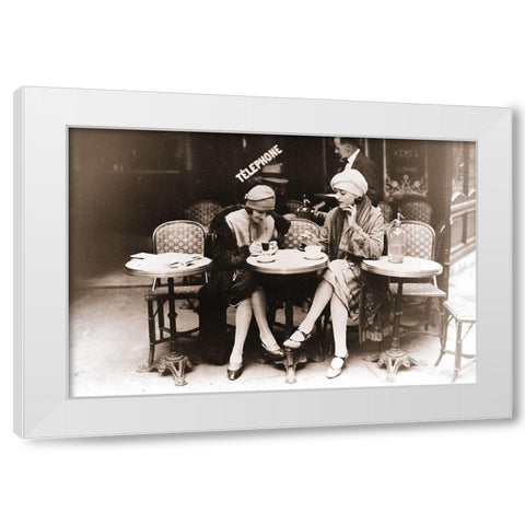 Paris Cafe II White Modern Wood Framed Art Print by Vintage Apple Collection