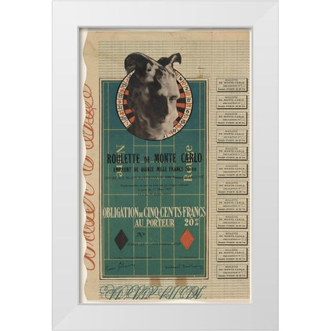 Marcel Duchamp - Monte Carlo Bond White Modern Wood Framed Art Print by Vintage Apple Collection