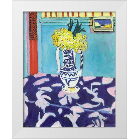 Matisse Table White Modern Wood Framed Art Print by Vintage Apple Collection