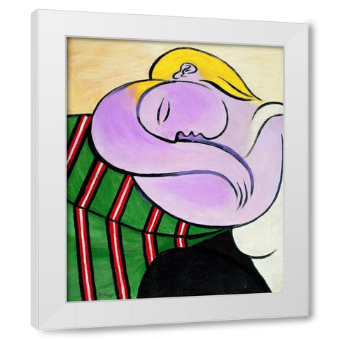 Picasso Woman with Yellow Hair White Modern Wood Framed Art Print by Vintage Apple Collection