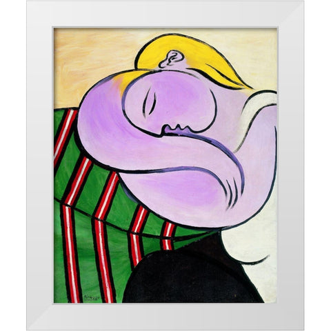 Picasso Woman with Yellow Hair White Modern Wood Framed Art Print by Vintage Apple Collection