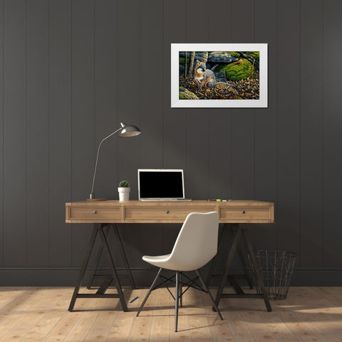 Grey Fox White Modern Wood Framed Art Print by Goebel, Wilhelm